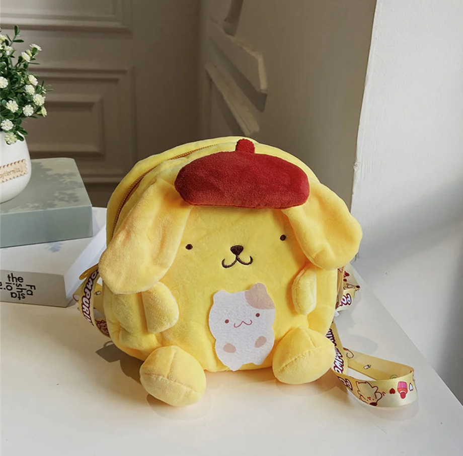 cartera de kuromi, pompompurin, my melody, cinnamoroll