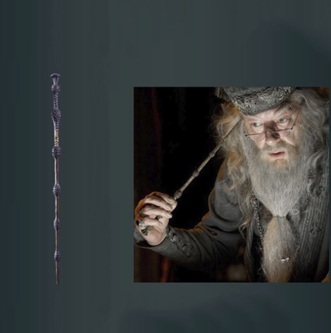 varita de sauco Dumbledore 42 cm + ticket de plataforma 9 3/4 + guia de encantamientos