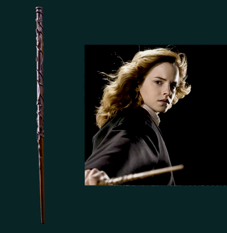 Varita de Hermione 42 cm + ticket de plataforma 9 3/4 y guia de hechizos