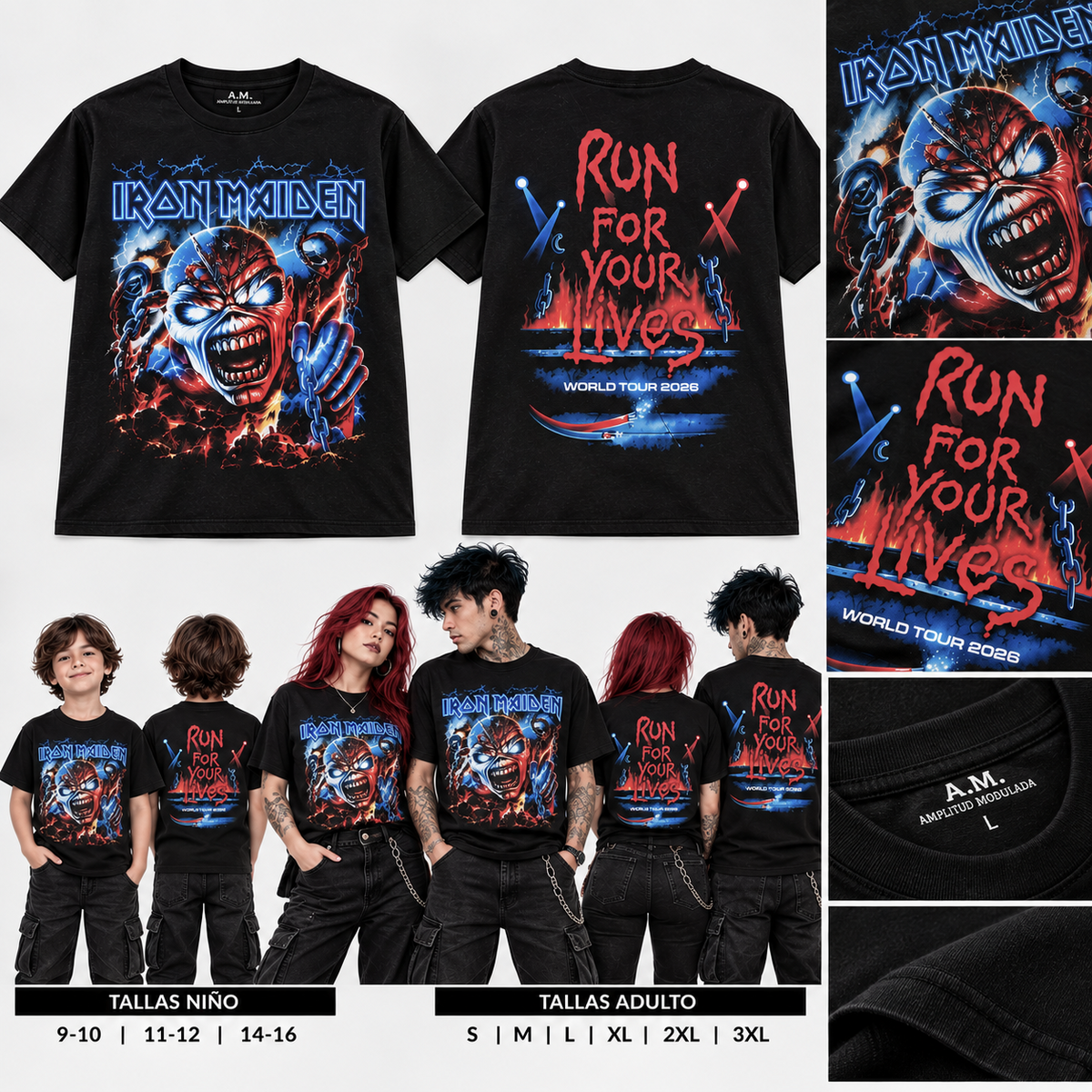 Polera Iron Maiden Run For Your Lives tour 2026