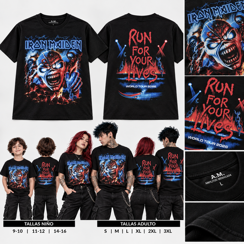 Polera Iron Maiden Run For Your Lives tour 2026