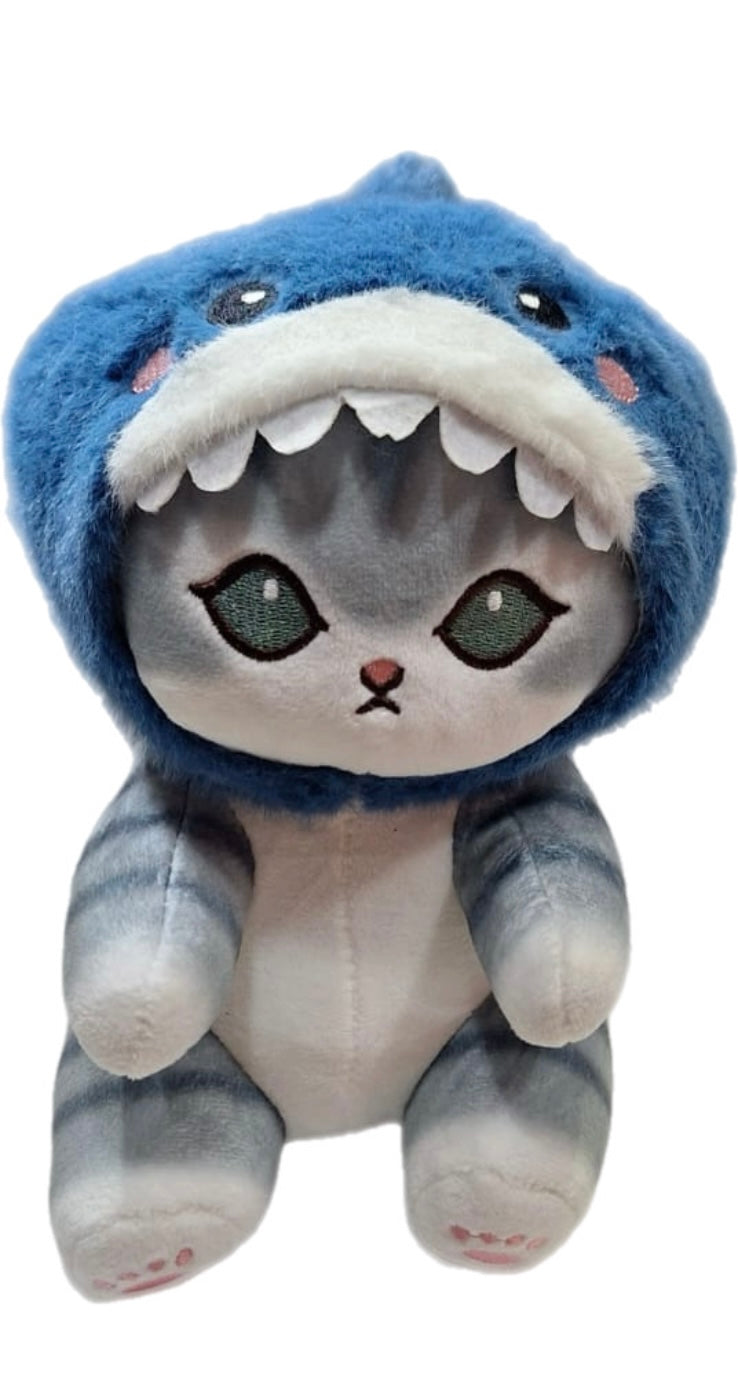 peluche gato tiburon azul 22cm