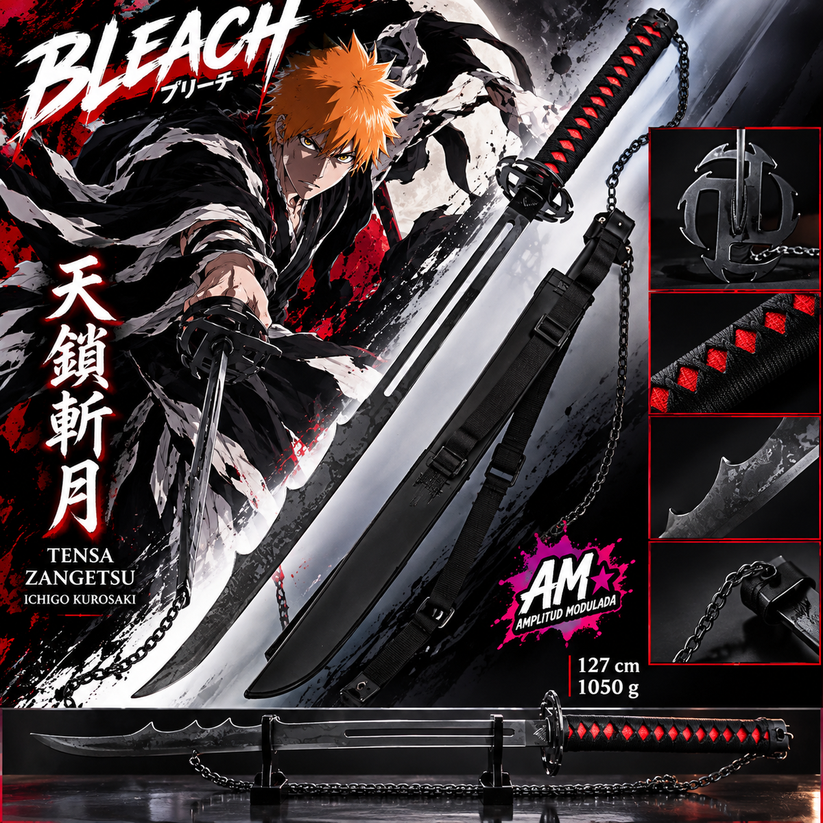 Katana Tensa Zangetsu Evolución Ichigo Kurosaki Bleach