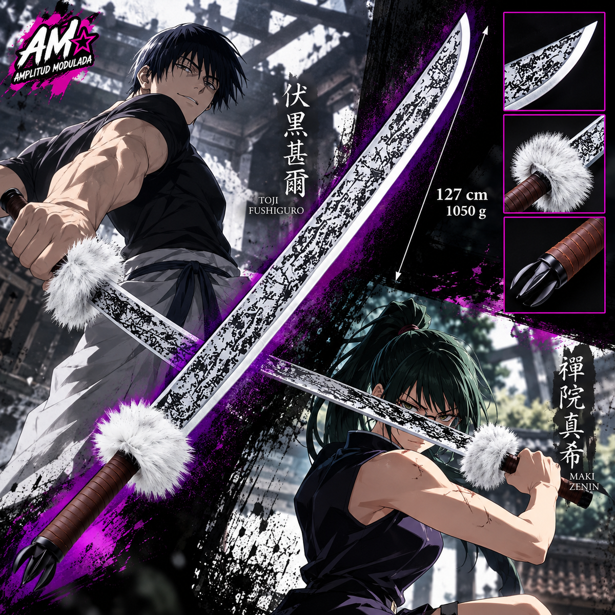Katana Toji Fushiguro y Maki Zenin detalles