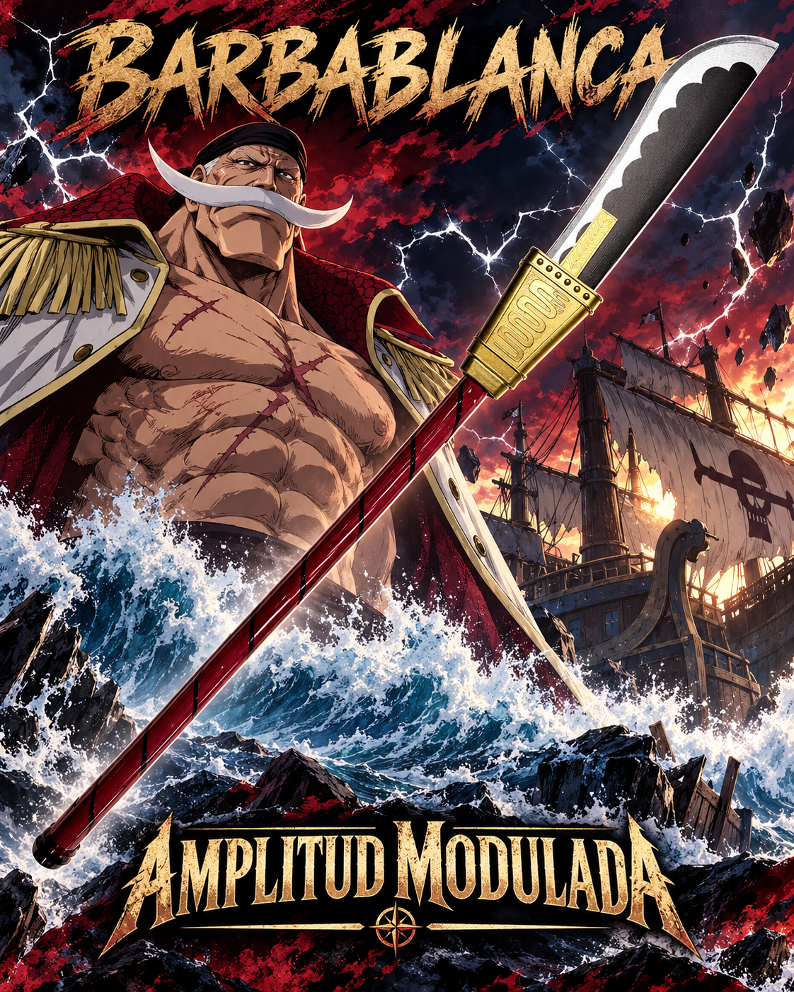 Naginata de Barbablanca de madera y acrílico, 140 cm – One Piece