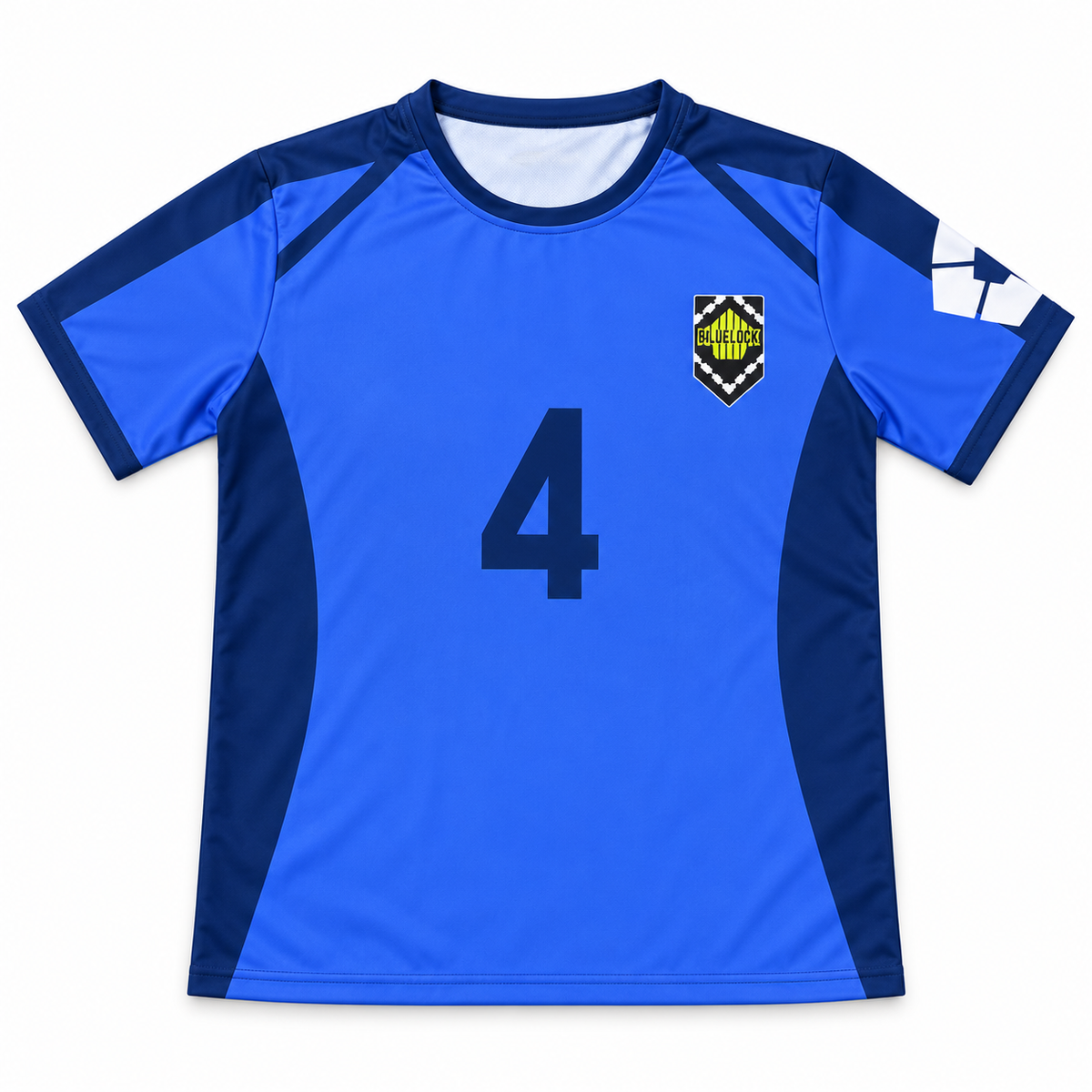 Camiseta Chigiri 4 azul vista frente sobre fondo blanco