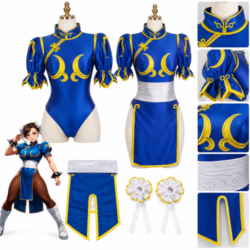 Cosplay Chun-Li completo con accesorios y detalles