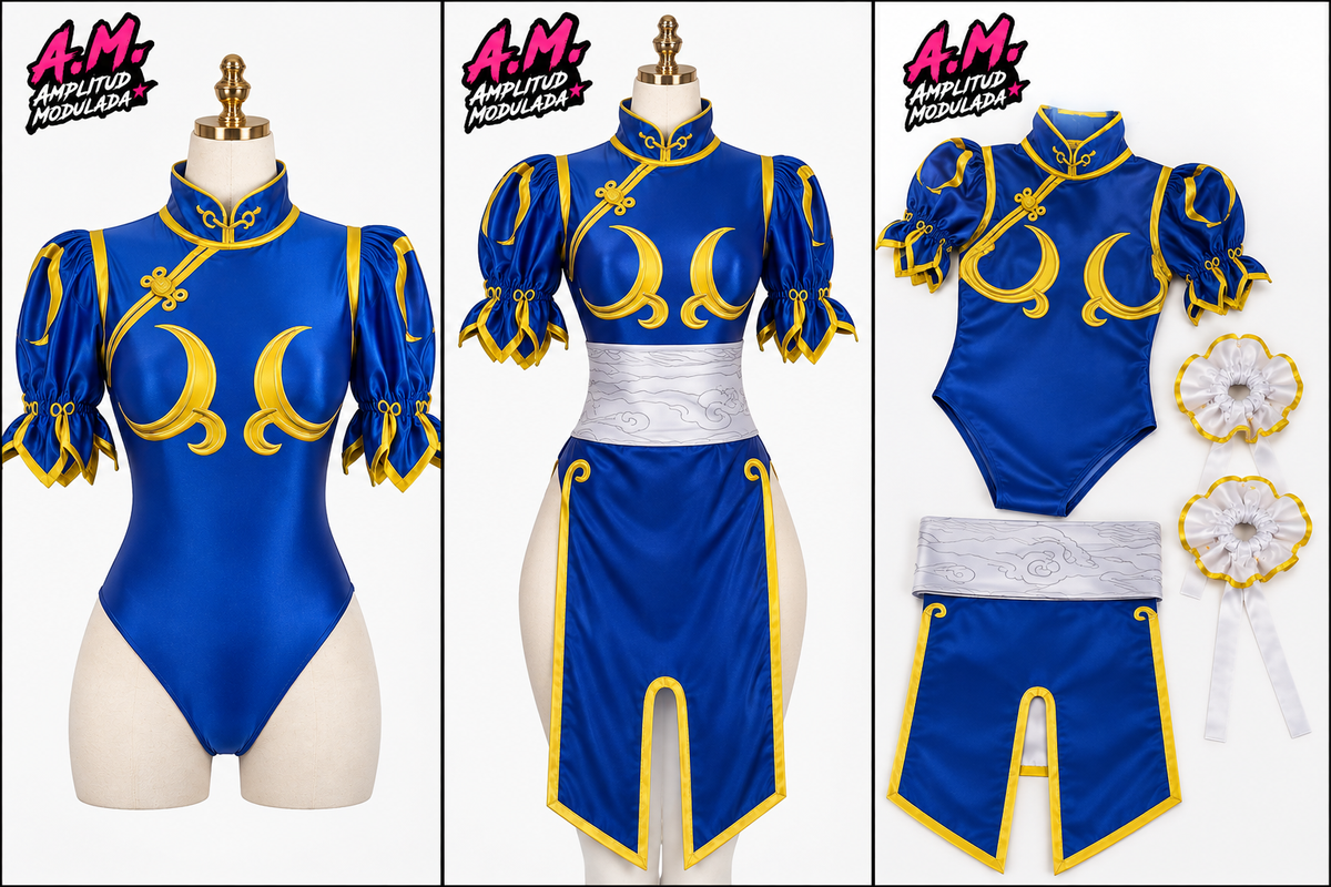 Cosplay Chun-Li vista frontal y conjunto completo