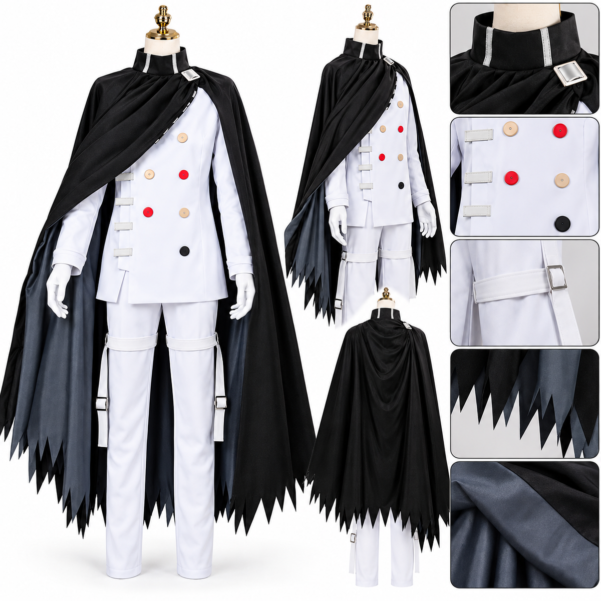 Cosplay Danganronpa Kokichi blanco con capa negra