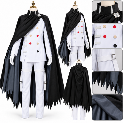 Cosplay Danganronpa Kokichi blanco con capa negra