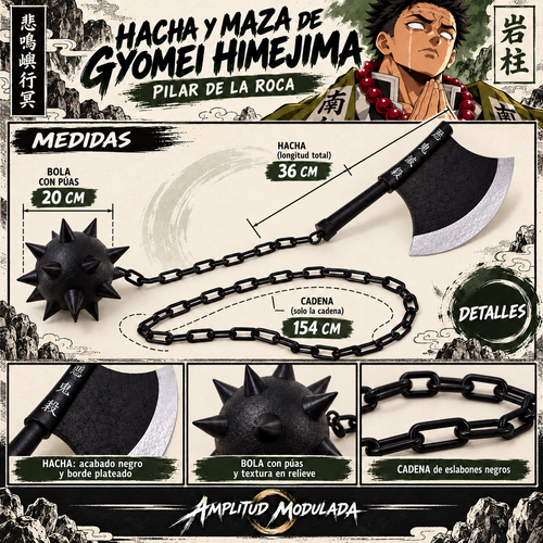 Hacha y maza de Gyomei Himejima — medidas y detalles