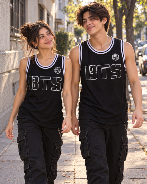 Polera Debut BTS sin mangas, vista delantera en modelos