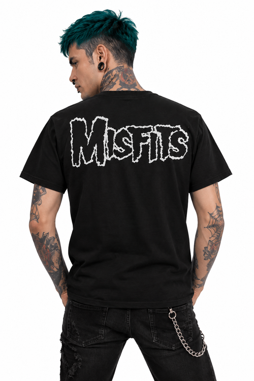 Polera Misfits negra - hombre espalda