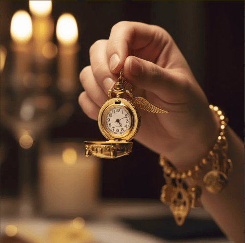 Collar Snitch Dorada con reloj funcional integrado - amplitudmodulada