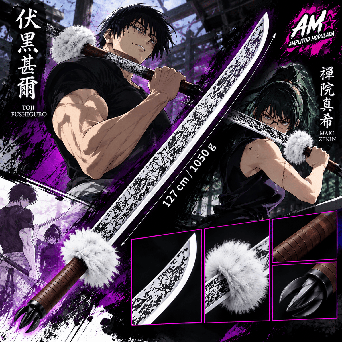 Katana Toji Fushiguro / Maki Zenin – Jujutsu Kaisen 127 cm - amplitudmodulada