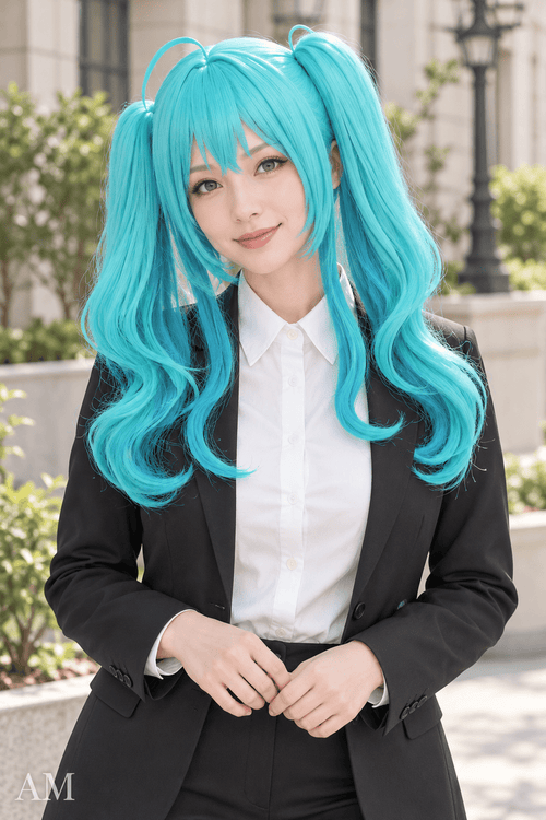 Peluca cosplay Hatsune Miku – Coletas onduladas - amplitudmodulada