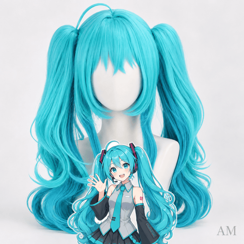 Peluca cosplay Hatsune Miku – Coletas onduladas - amplitudmodulada