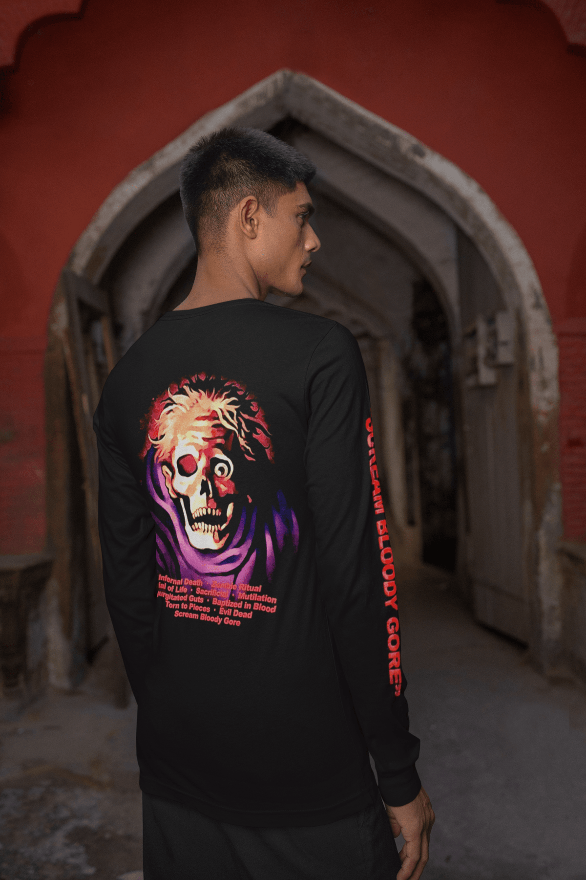 Polera Death Scream Bloody Gore Manga Larga - amplitudmodulada