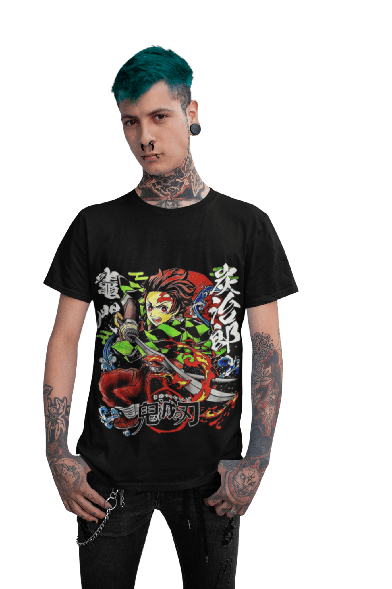 Polera Tanjiro fuego y agua Kimetsu No Yaiba - amplitudmodulada