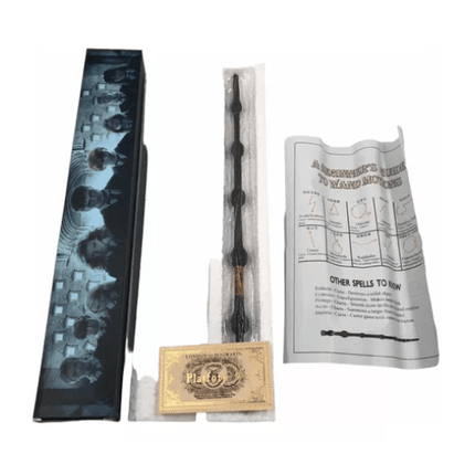 Varita de Harry Potter 42 cm + ticket de plataforma 9 3/4 y guia de hechizos - amplitudmodulada