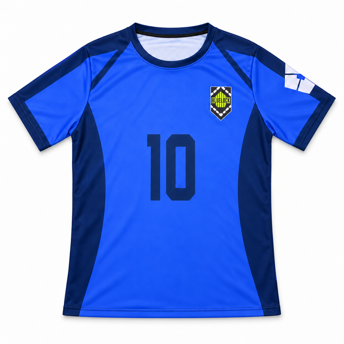 Camiseta Rin 10 azul vista frente sobre fondo blanco