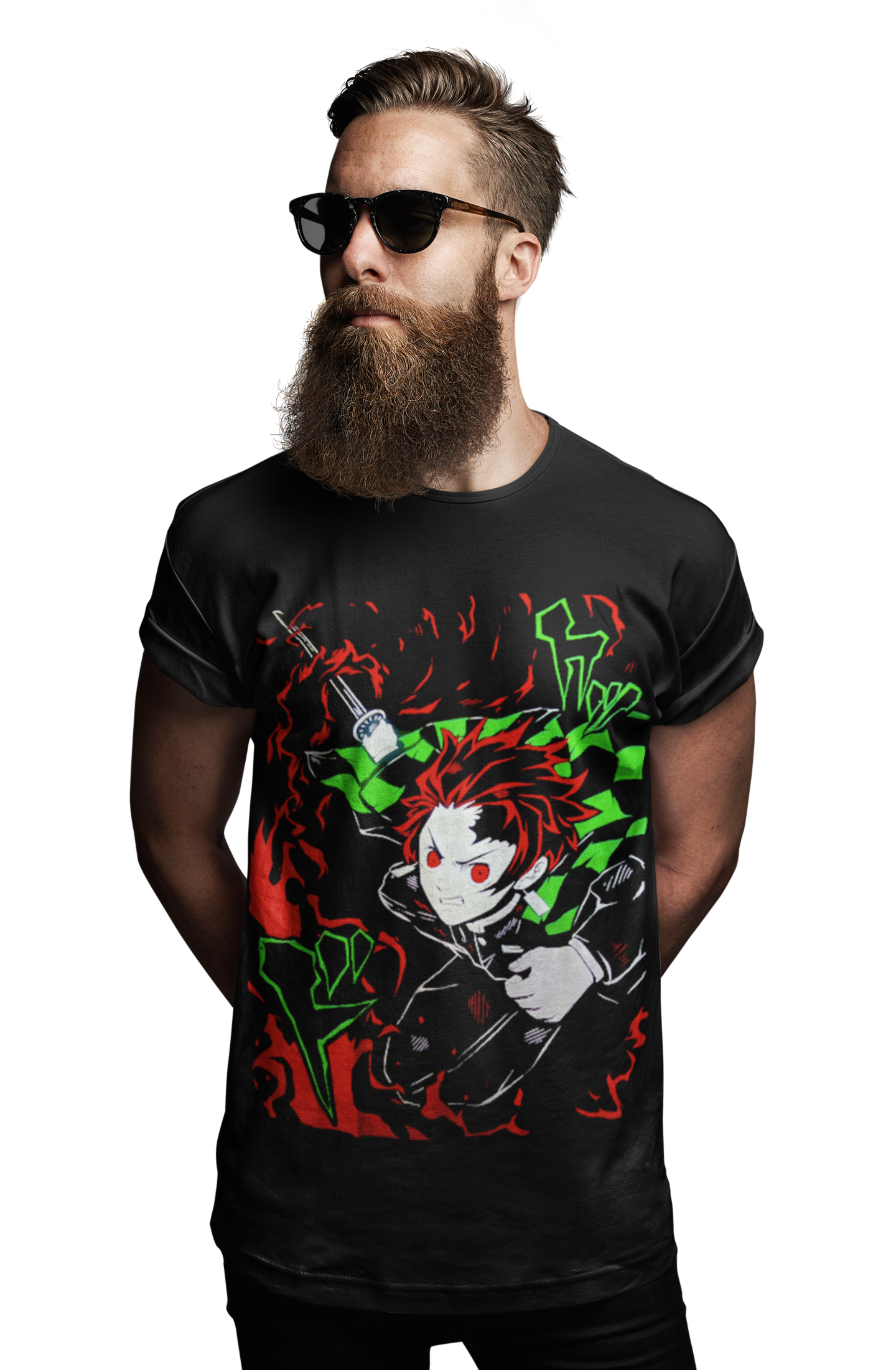 Polera Tanjiro Kamado fuego Kimetsu No Yaiba - amplitudmodulada