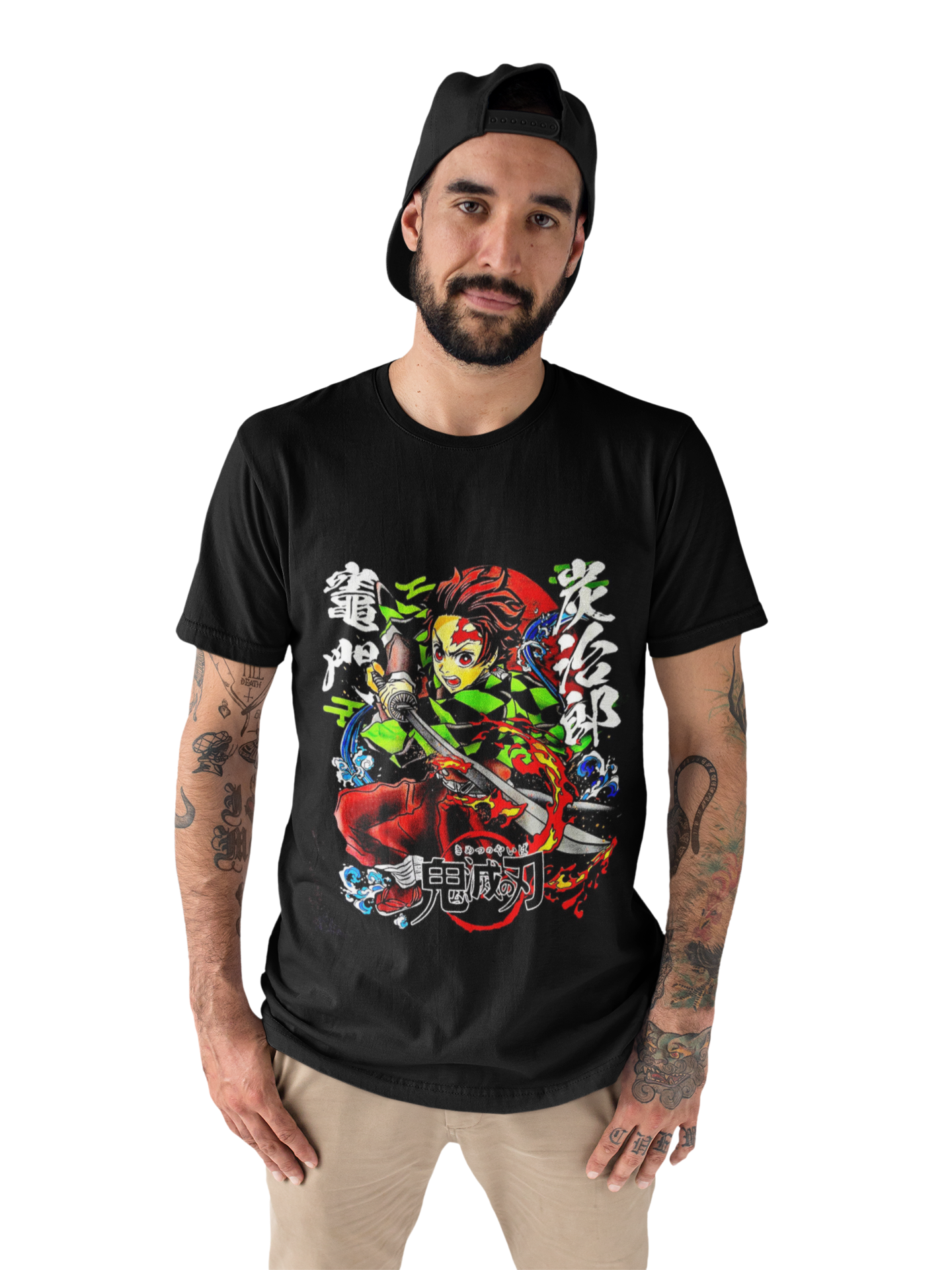 Polera Tanjiro fuego y agua Kimetsu No Yaiba - amplitudmodulada