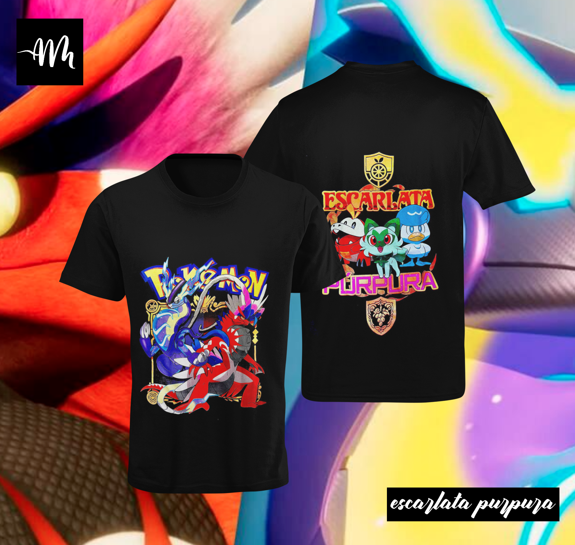 Polera Pokemon purpura Escarlata - amplitudmodulada