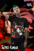 Polera Tanjiro Kamado fuego Kimetsu No Yaiba - amplitudmodulada
